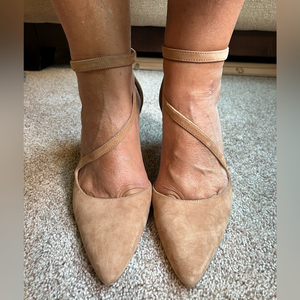 Elegant Tan Women's Ankle Strap Shoes